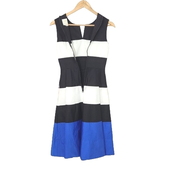KATE SPADE Corley Blue White Black Cotton Stretch Midi Dress Women's Size 00 - Picture 10 of 15